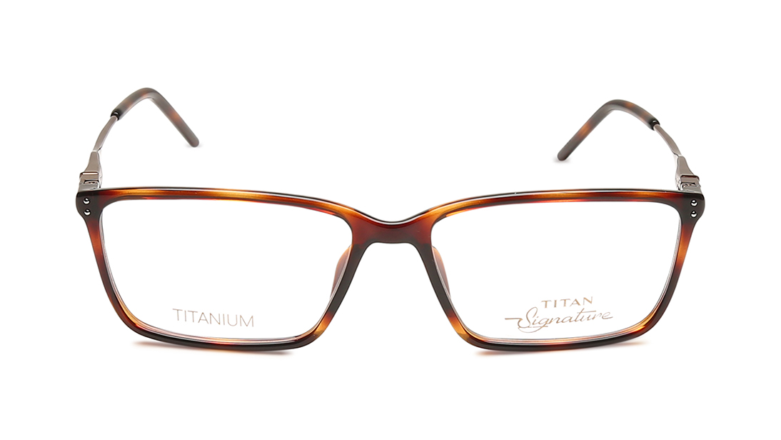 Image 1 of Brown Rectangle Eyeglasses for Men and Women from Titan Available at Titan Eye+