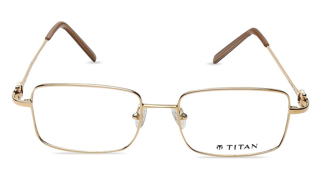 Image 1 of Gold Rectangle Rimmed Eyeglasses (TG001UFMA1|52) from Aristo Available at Titan Eye+