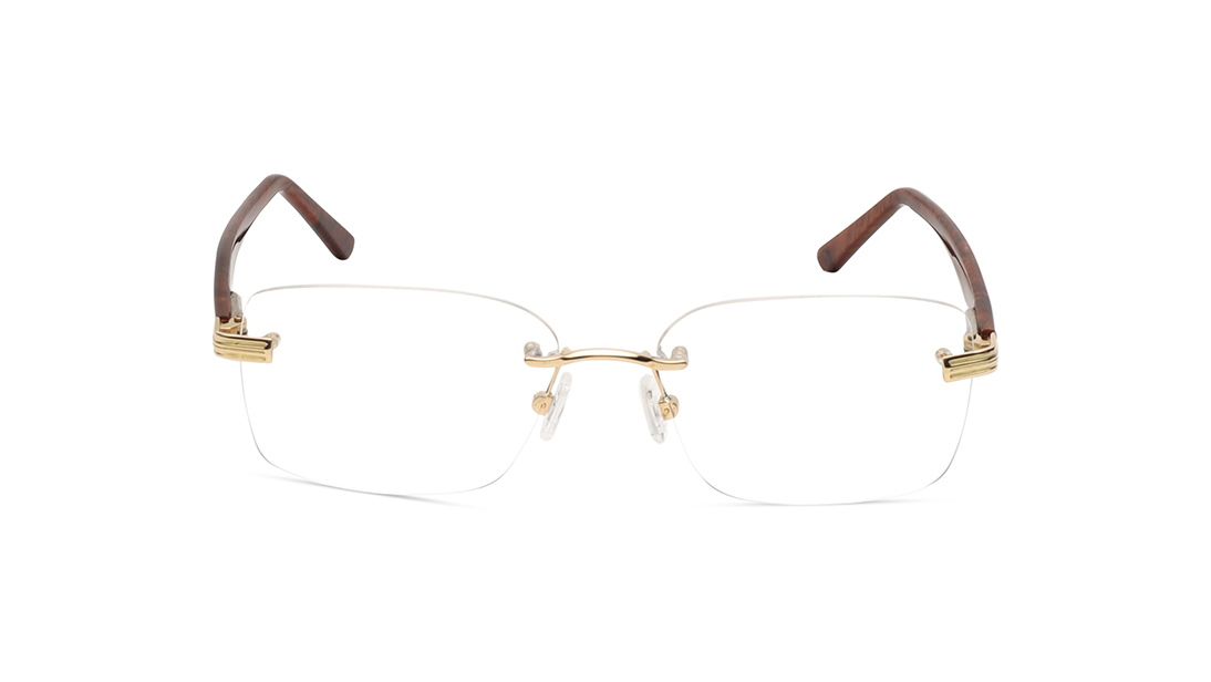 Image 1 of Gold Square Eyeglasses for Men and Women from Aristo Available at Titan Eye+