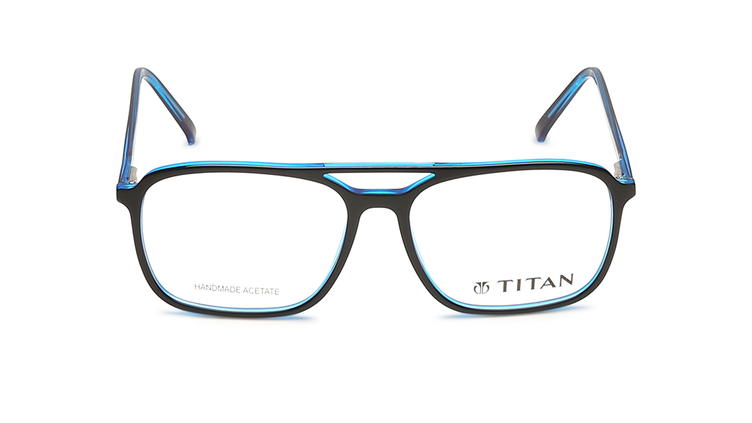 Image 1 of Black Square Rimmed Eyeglasses (TI1035MFP2|55) from Titan Available at Titan Eye+