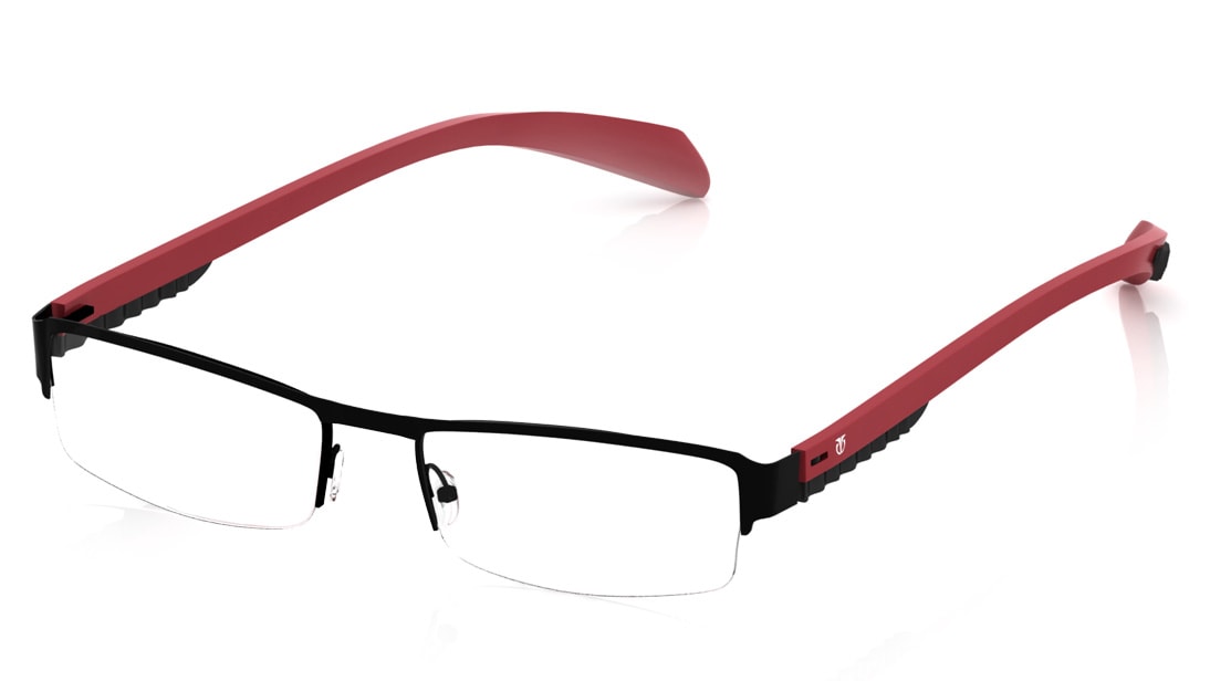 Black Rectangle Semi-Rimmed Eyeglasses (TR1038C1A1|50)