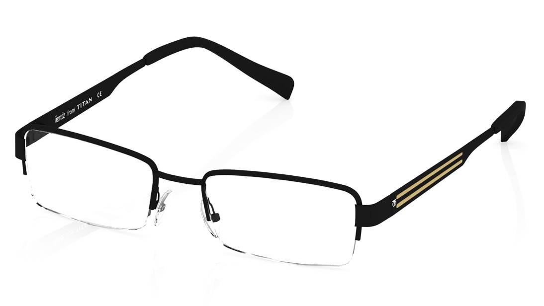 Black Rectangle Semi-Rimmed Eyeglasses (TR1044A1A1|50)
