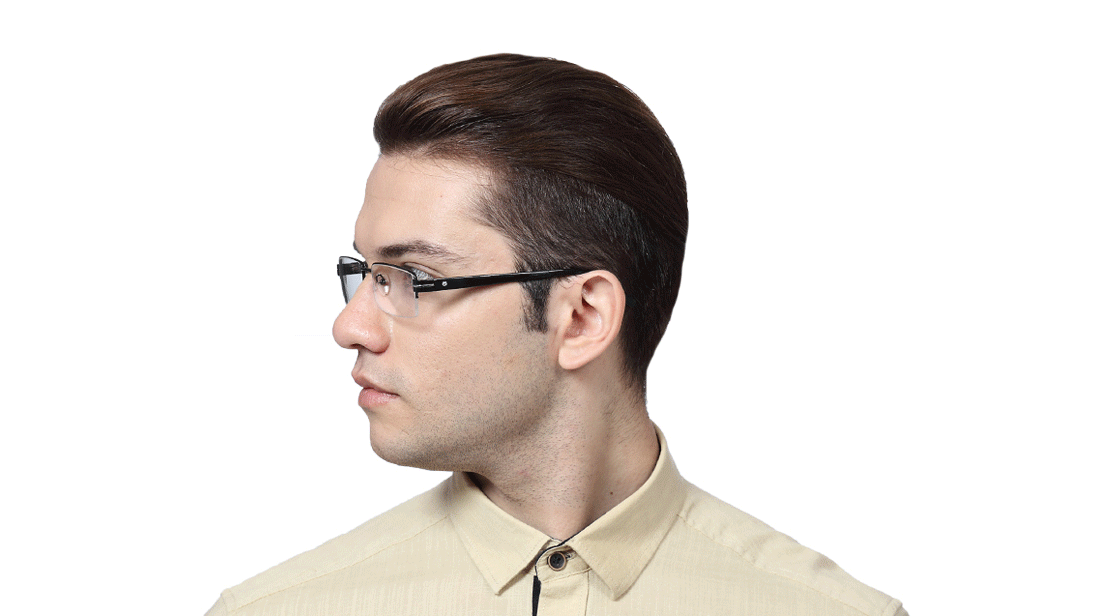 Image 6 of Black Rectangle Semi-Rimmed Eyeglasses (TR1059A1A1|54) from Titan Available at Titan Eye+