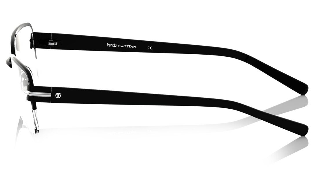 Image 4 of Black Rectangle Semi-Rimmed Eyeglasses (TR1059A1A1|54) from Titan Available at Titan Eye+