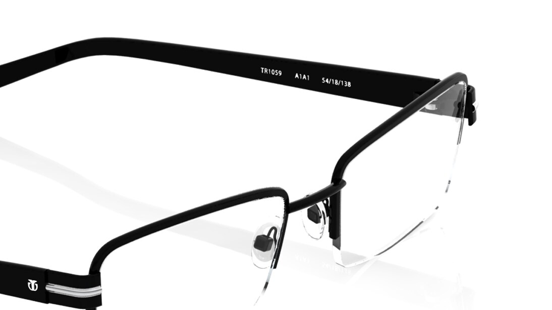 Image 5 of Black Rectangle Semi-Rimmed Eyeglasses (TR1059A1A1|54) from Titan Available at Titan Eye+