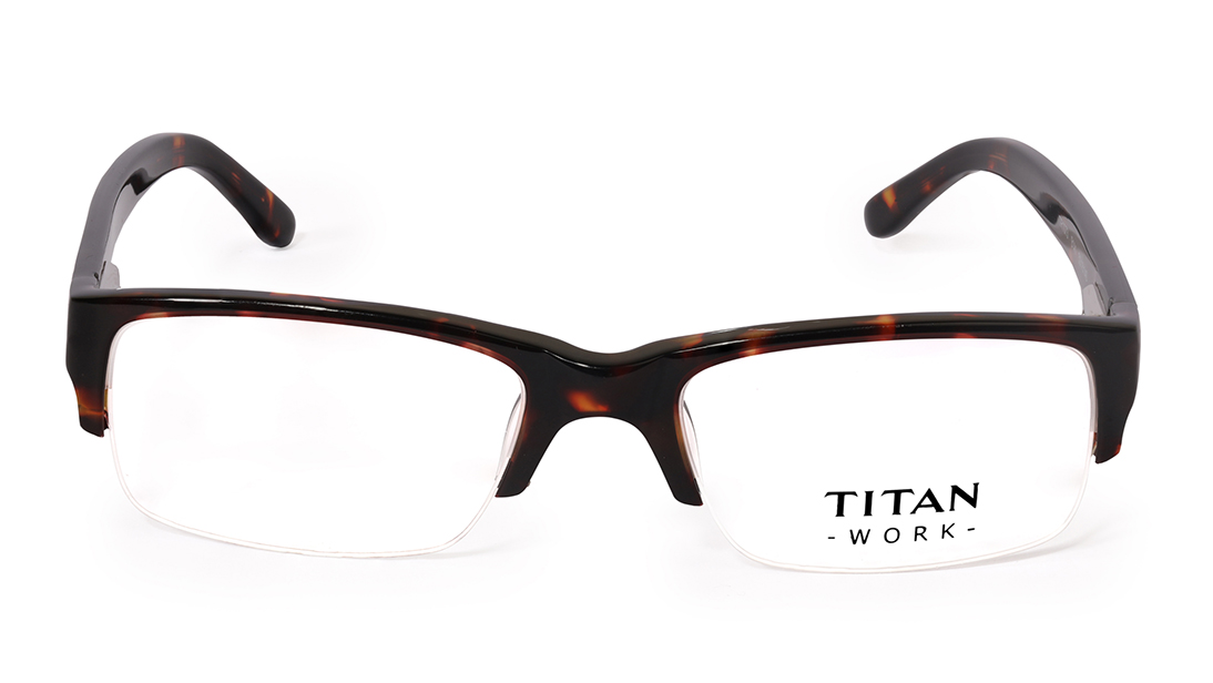 Image 1 of Brown Rectangle Eyeglasses for Men and Women from Titan Available at Titan Eye+