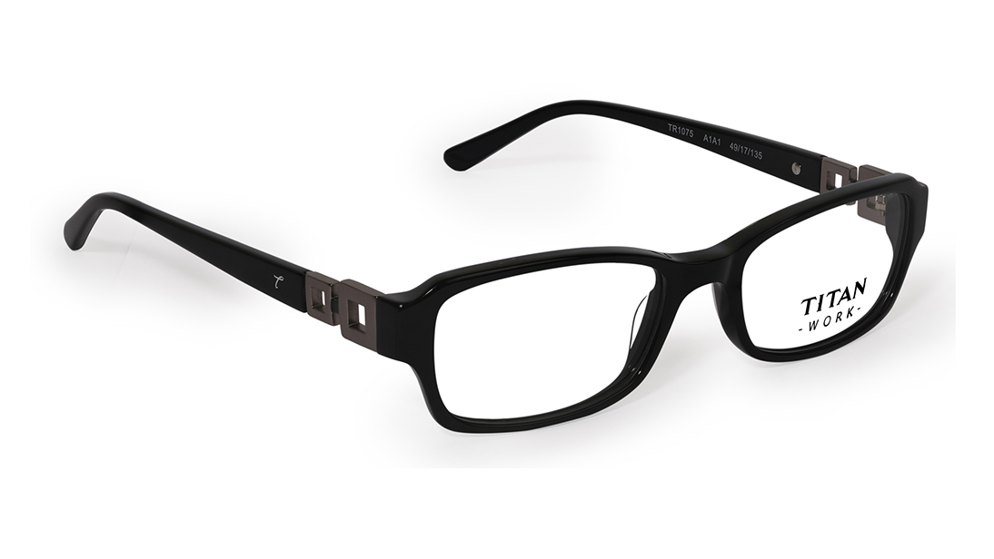 Black Rectangle Rimmed Eyeglasses (TR1075A1A1|49)