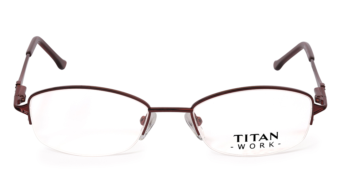 Image 1 of Red Navigator Semi-Rimmed Eyeglasses (TR1094B1A1|50) from Titan Available at Titan Eye+