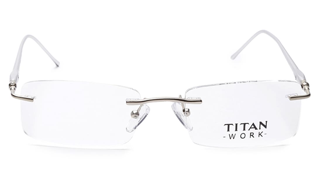 Silver Rectangle Rimless Eyeglasses Titan TR1145A1A1 at best price Titan Eye+