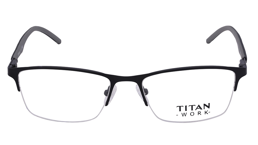 Image 1 of Black Navigator Semi-Rimmed Eyeglasses (TR1187A1A1|52) from Titan Available at Titan Eye+