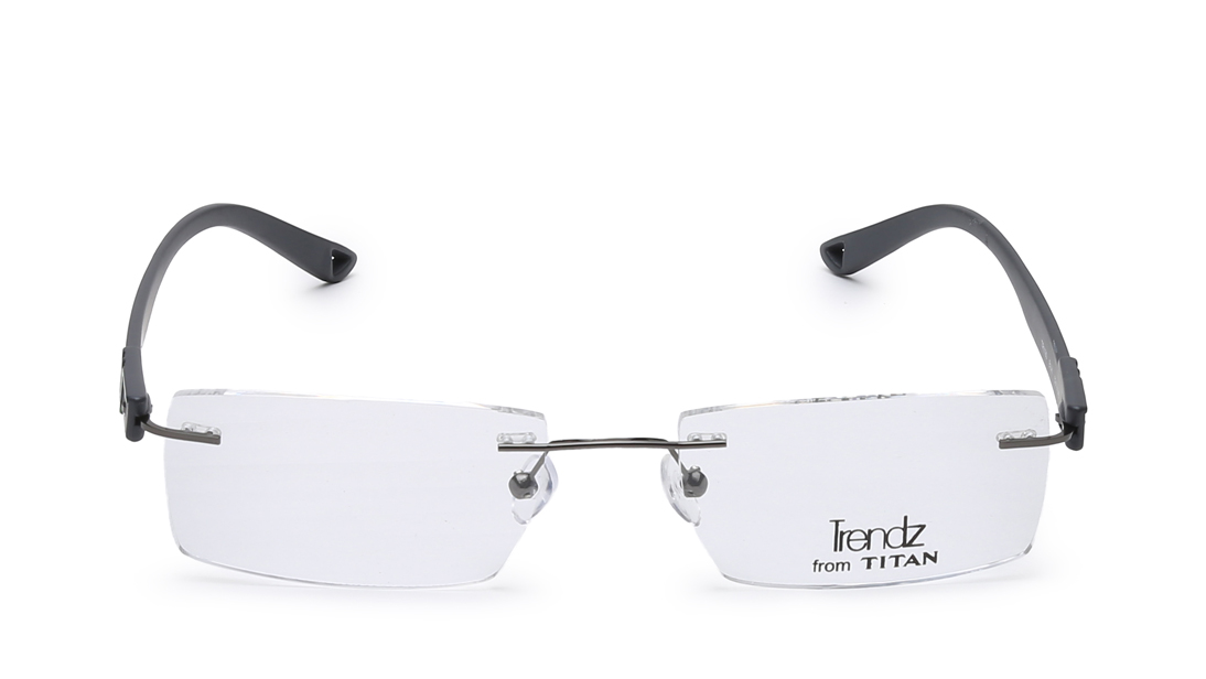 Image 1 of Black Rectangle Rimless Eyeglasses (TR1190B1A1|52) from Titan Available at Titan Eye+