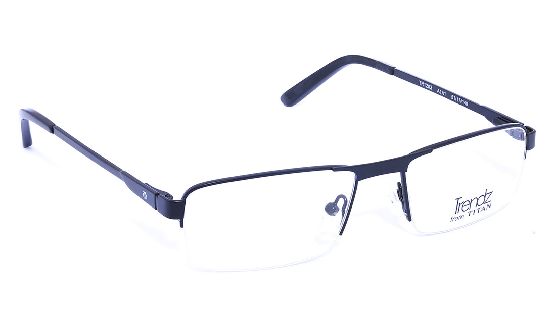 Black Rectangle Semi-Rimmed Eyeglasses (TR1203A1A1|51)