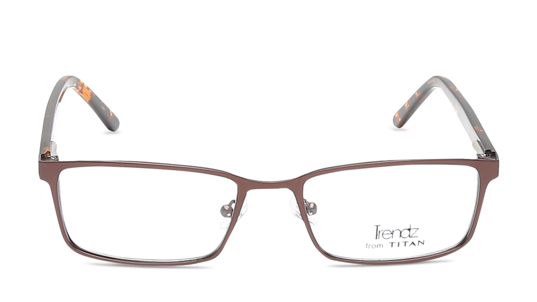 Image 1 of Bronze Rectangle Rimmed Eyeglasses for Men from Titan Available at Titan Eye+