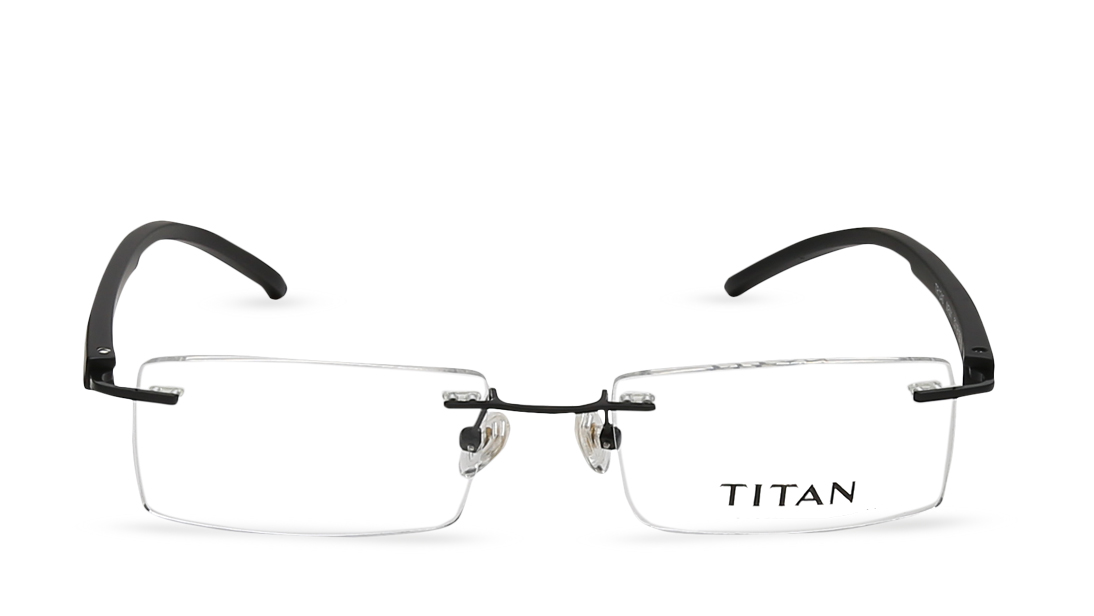 Image 1 of Black Rectangle Eyeglasses for Men and Women from Titan Available at Titan Eye+