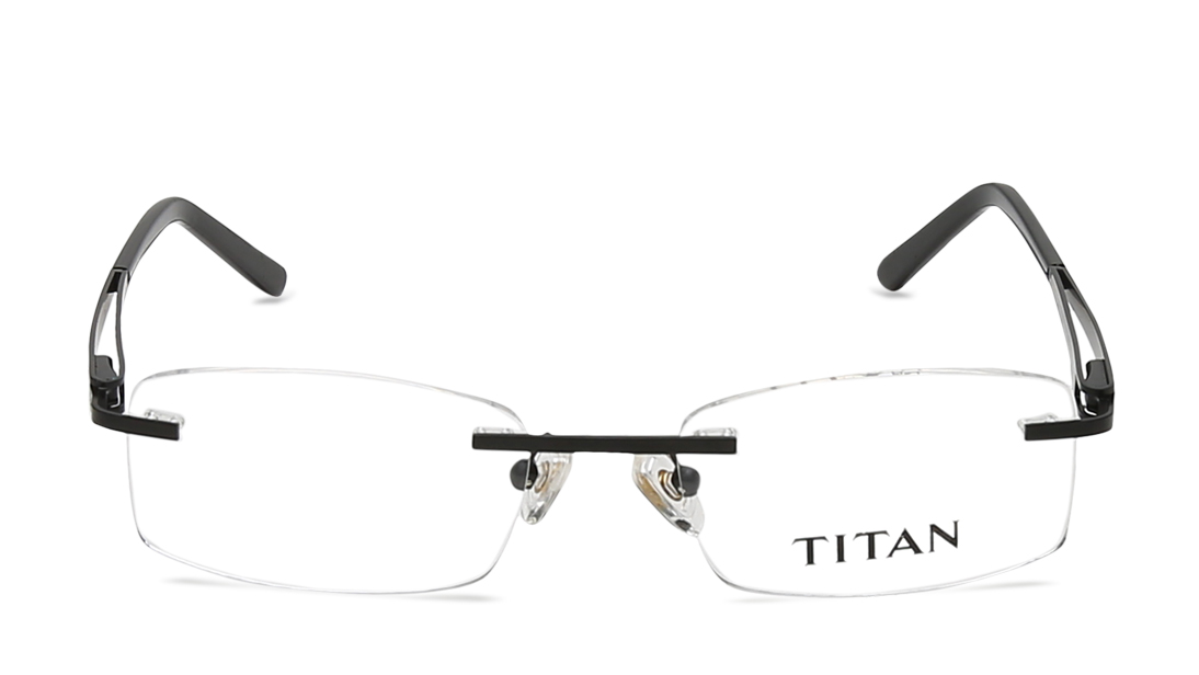 Image 1 of Black Rectangle Rimless Eyeglasses (TR1242MRM1|51) from Titan Available at Titan Eye+