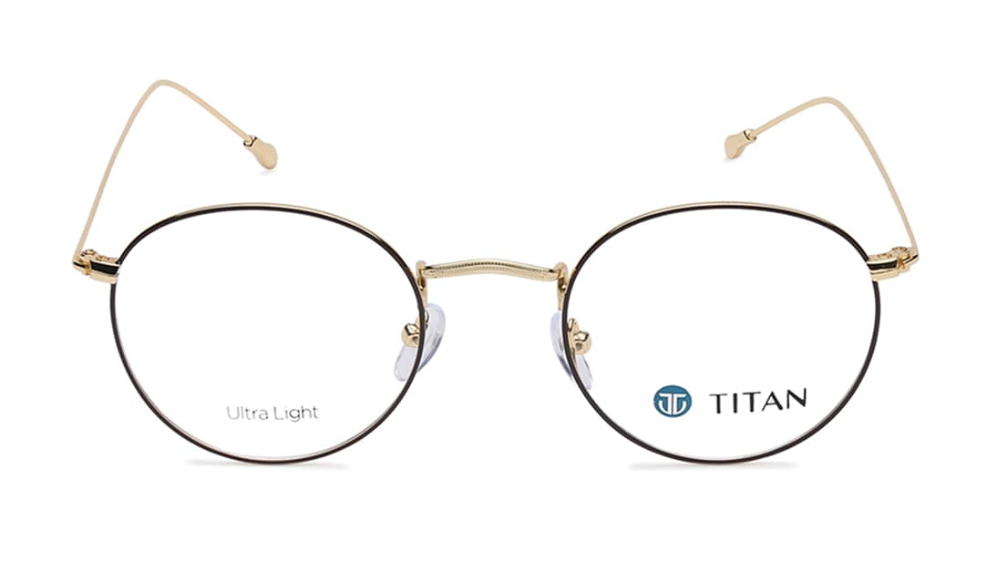 Image 1 of Brown/Gold Wayfarer Rimmed Eyeglasses (TR1251MFM1|54) from Titan Available at Titan Eye+