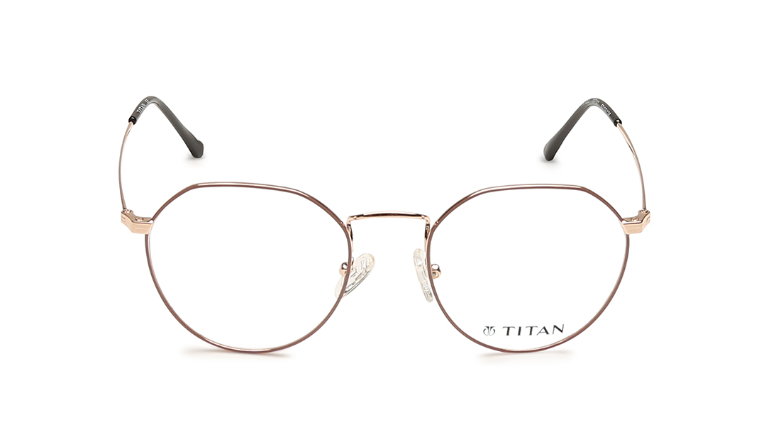 Image 1 of Rose Gold Geometric Eyeglasses for Women from Titan Available at Titan Eye+