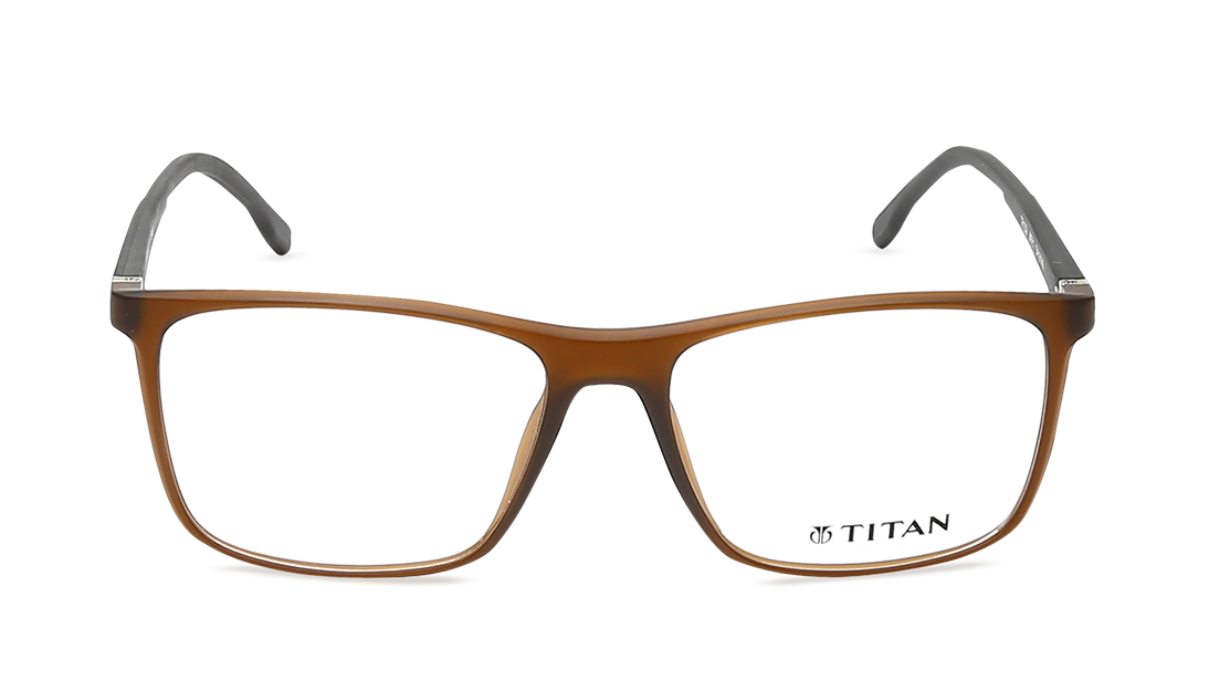 Image 1 of Brown Wayfarer Eyeglasses for Men and Women from Titan Available at Titan Eye+