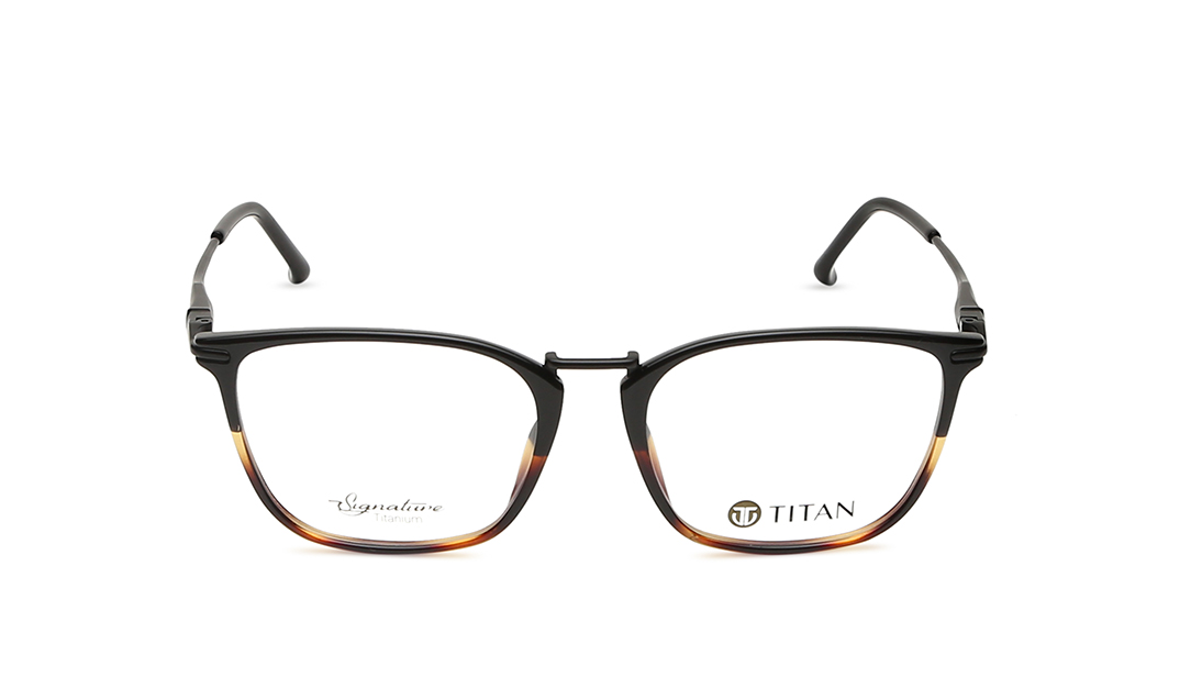 Image 1 of Black Square Rimmed Eyeglasses (TS1027MFC2|53) from Titan Available at Titan Eye+