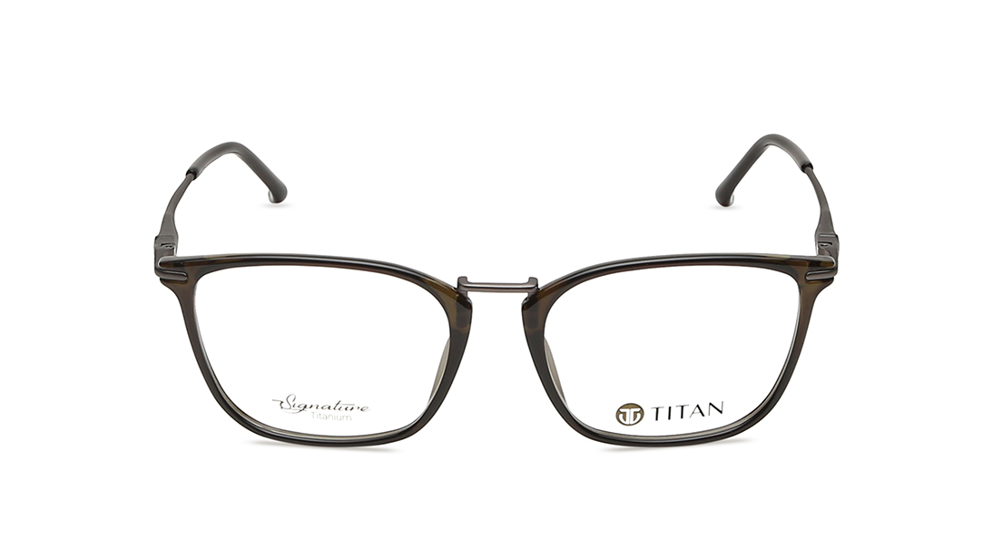 Image 1 of Green Square Eyeglasses for Men from Titan Available at Titan Eye+