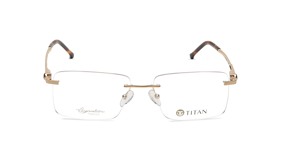 Gold Square Rimless Eyeglasses Titan - TS1028MRM1 at best price | Titan ...