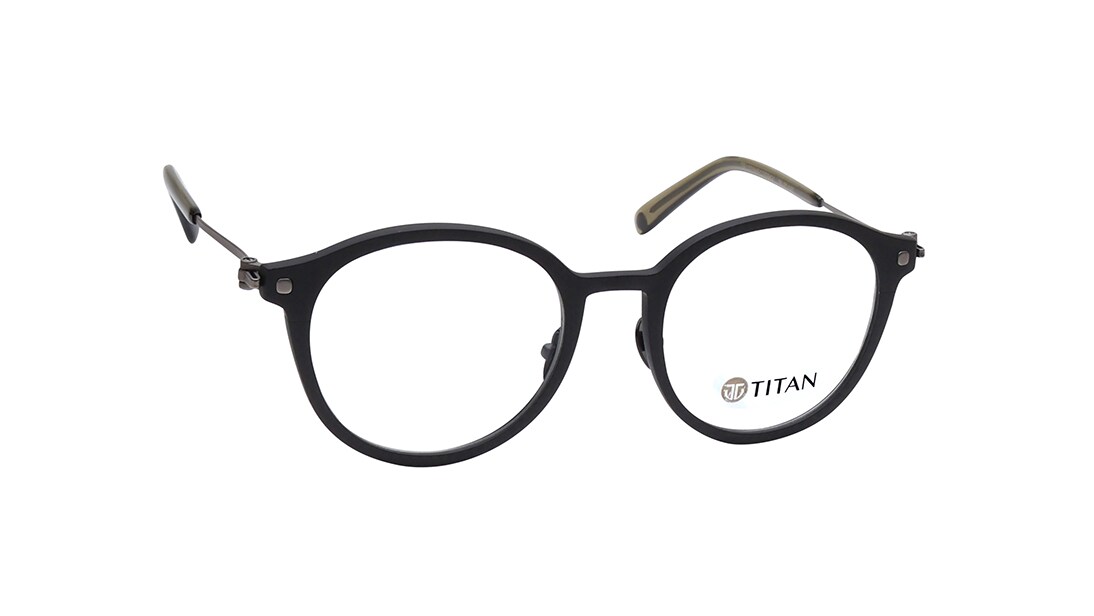 Image 2 of Black Round Rimmed Men Eyeglasses (TS1035MFC3SBKV|48) from Titan Available at Titan Eye+