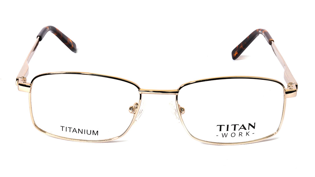 Image 1 of Gold Rectangle Rimmed Eyeglasses (TW1013MFM1|52) from Titan Available at Titan Eye+
