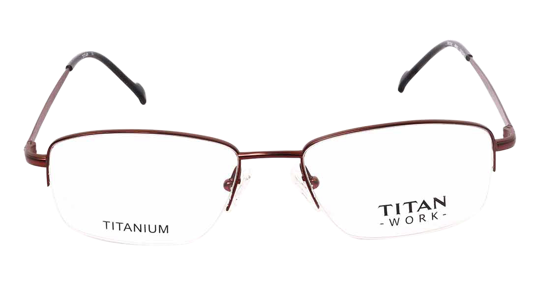 Image 1 of Bronze Rectangle Semi-Rimmed Eyeglasses (TW1016WHM1|52) from Titan Available at Titan Eye+