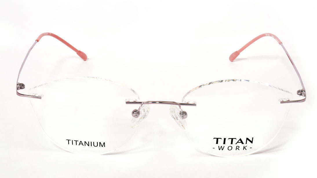Image 1 of Pink Cateye Rimless Eyeglasses  (TW1020WRM2|51) from Titan Available at Titan Eye+