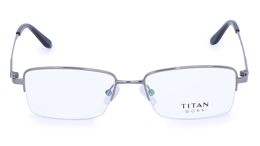 Image 1 of Silver Rectangle Semi-Rimmed Eyeglasses (TW1031MHM1|52) from Titan Available at Titan Eye+