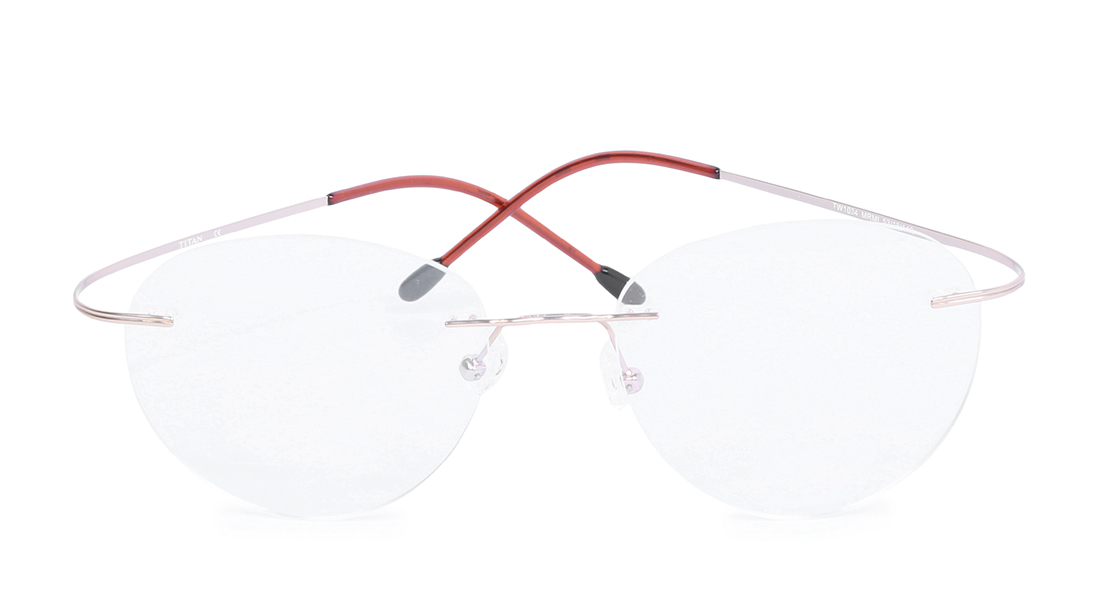 Image 1 of Gold Round Rimless Eyeglasses (TW1034MRM1|53) from Titan Available at Titan Eye+