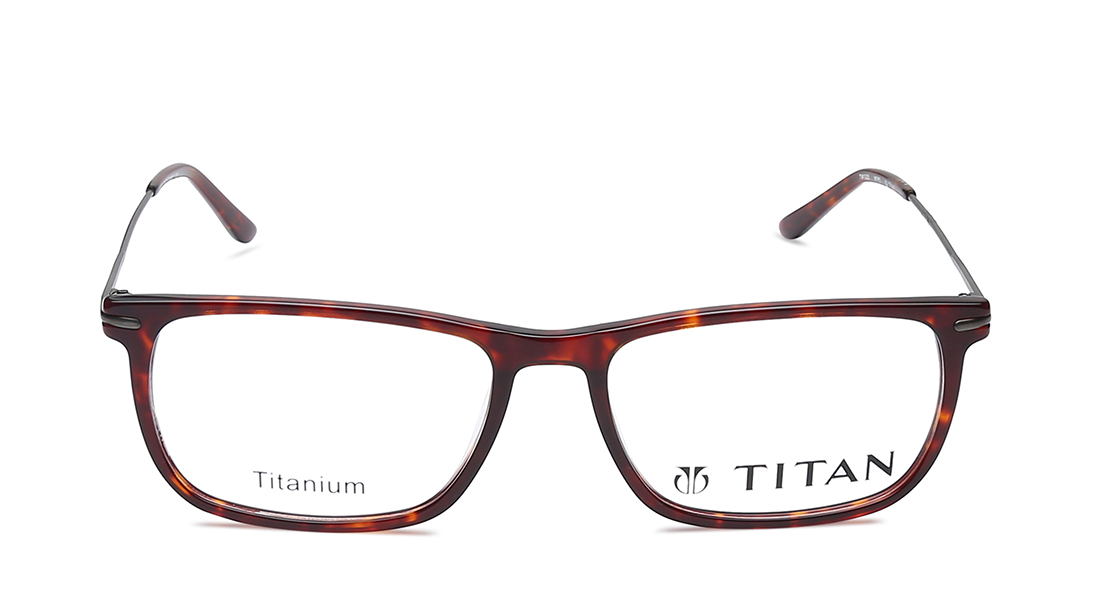 Image 1 of Brown Rectangle Eyeglasses for Men and Women from Titan Available at Titan Eye+