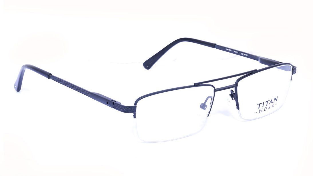 Black Rectangle Semi-Rimmed Eyeglasses (TW1052MHM1|53)