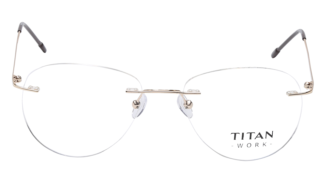 Image 1 of Gold Round Rimless Eyeglasses (TW1084MRM2|52) from Titan Available at Titan Eye+