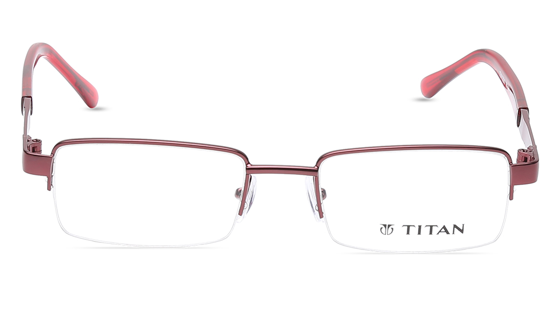 Image 1 of Gold Rectangle Semi-Rimmed Eyeglasses  from Titan Available at Titan Eye+