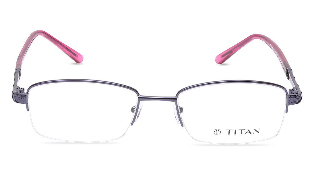Image 1 of Purple Rectangle Semi-Rimmed Computer glasses (TW1099WHM1BTL|50) from Titan Available at Titan Eye+