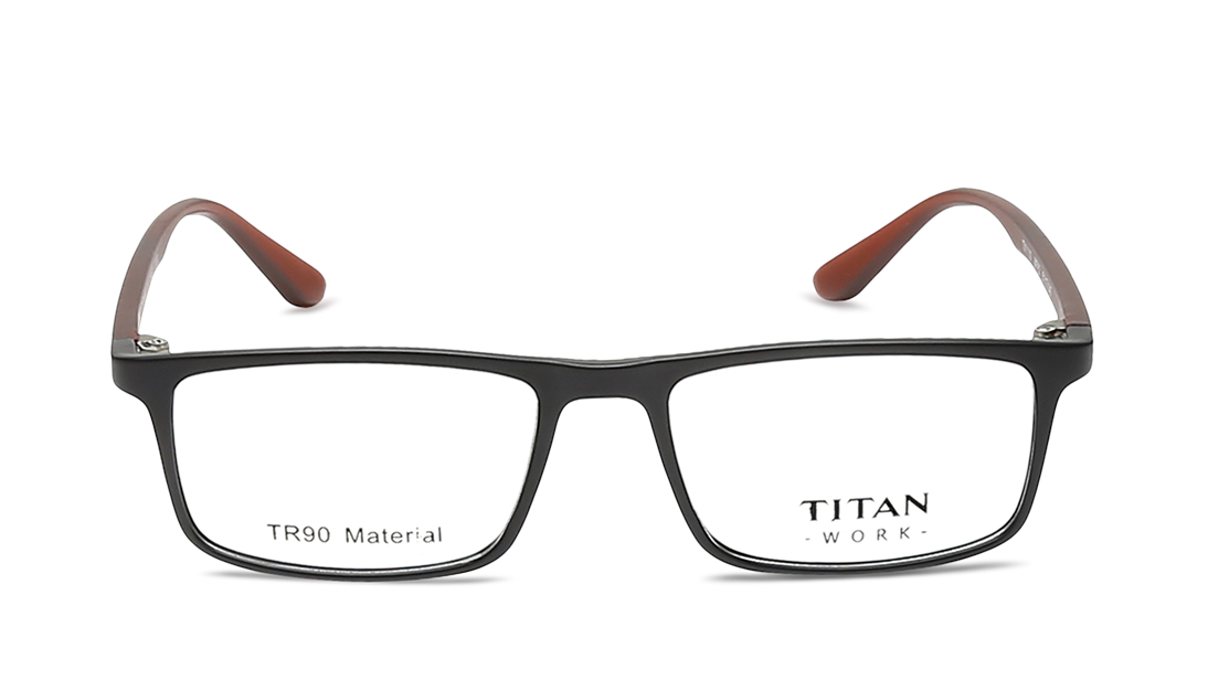 Image 1 of Black Rectangle Rimmed Eyeglasses from Titan Available at Titan Eye+
