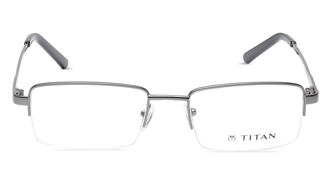 Image 1 of Silver Rectangle Semi-Rimmed Computer glasses  from Titan Available at Titan Eye+