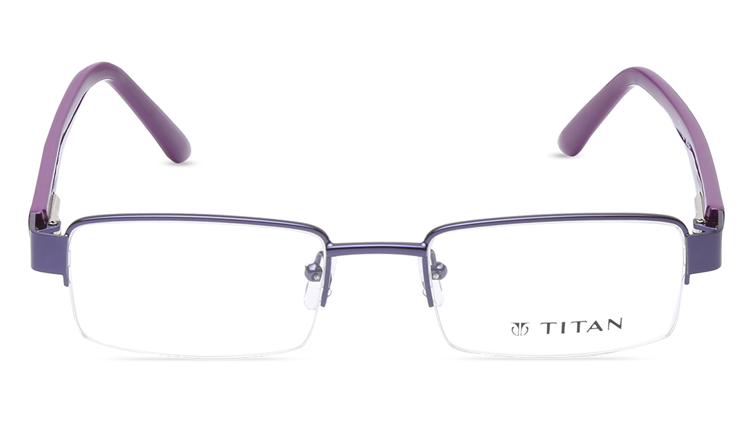 Image 1 of Purple Rectangle Semi-Rimmed Eyeglasses (TW1122WHM2BL|49) from Titan Available at Titan Eye+