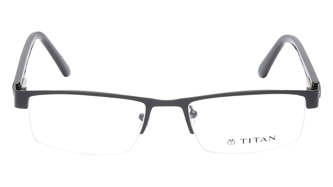 Image 1 of Black Rectangle Semi-Rimmed Eyeglasses (TW1128MHM1|52) from Titan Available at Titan Eye+