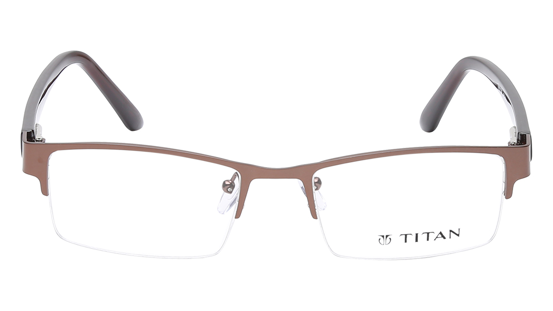 Image 1 of Bronze Rectangle Semi-Rimmed Computer glasses from Titan Available at Titan Eye+