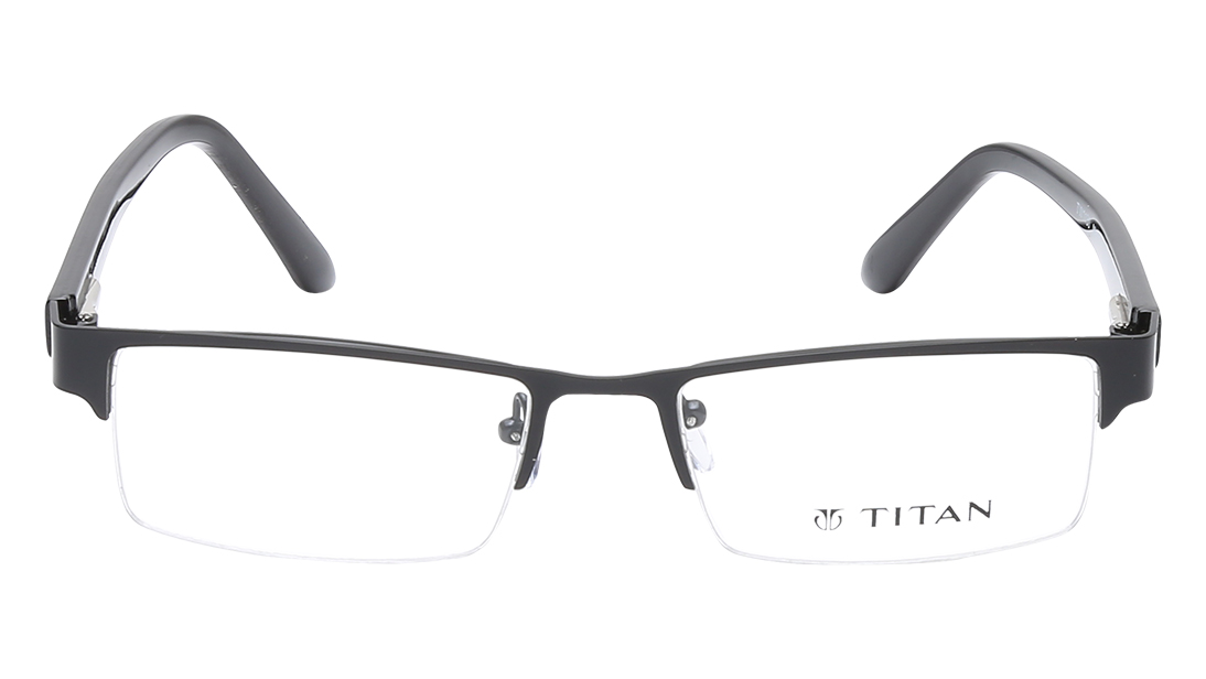 Image 1 of Black Rectangle Semi-Rimmed Computer glasses from Titan Available at Titan Eye+