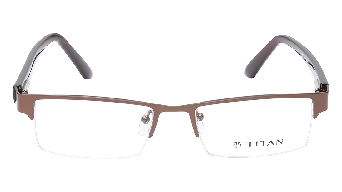 Image 1 of Brown Rectangle Semi-Rimmed Eyeglasses (TW1130MHM2|51) from Titan Available at Titan Eye+
