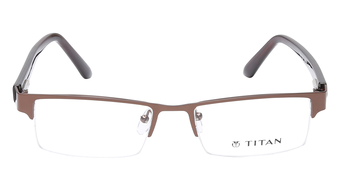 Image 1 of Bronze Rectangle Semi-Rimmed Computer Glasses  from Titan Available at Titan Eye+