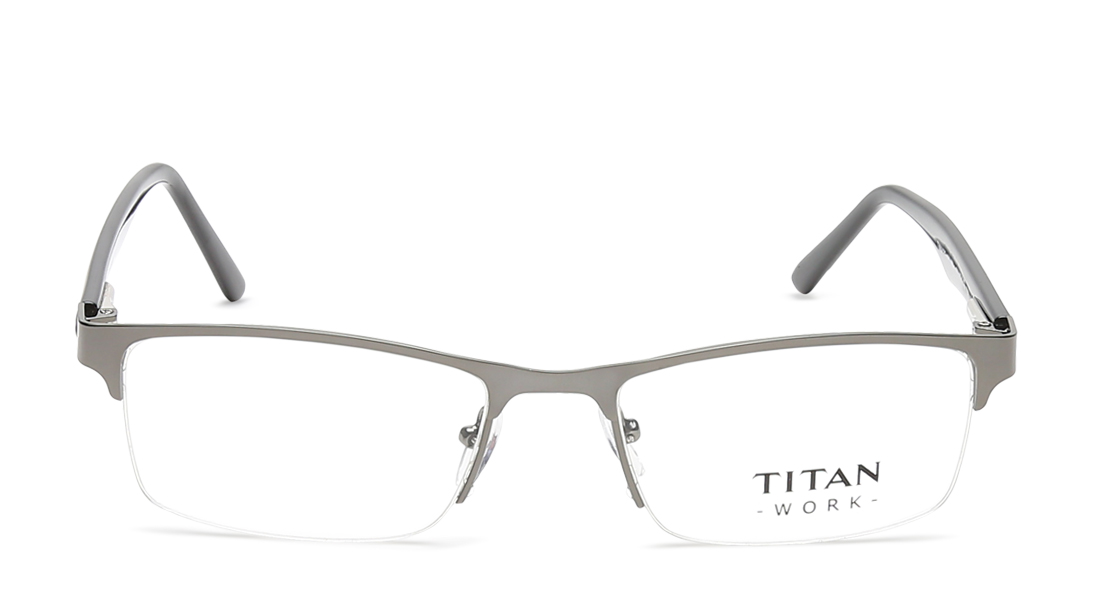 Image 1 of Silver Rectangle Semi-Rimmed Eyeglasses  from Titan Available at Titan Eye+