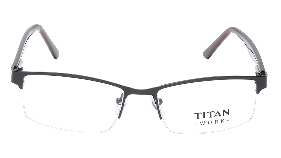 Image 1 of Black Rectangle Semi-Rimmed Eyeglasses (TW1133MHM1BL|52) from Titan Available at Titan Eye+
