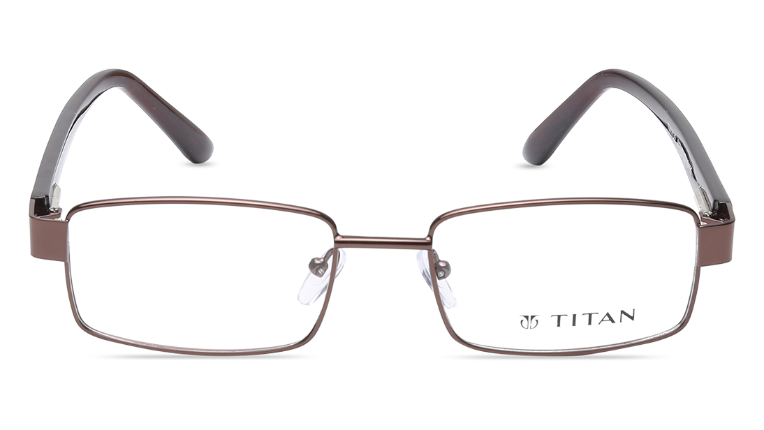 Image 1 of Brown Rectangle Eyeglasses for Men from Titan Available at Titan Eye+