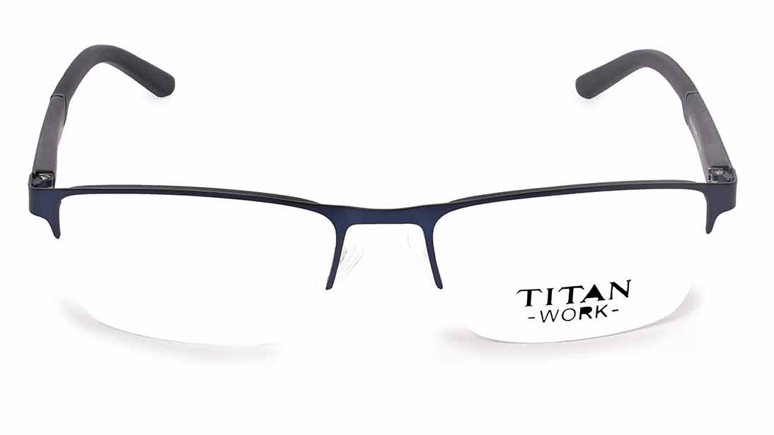 Image 1 of Blue Rectangle Eyeglasses for Men and Women from Titan Available at Titan Eye+