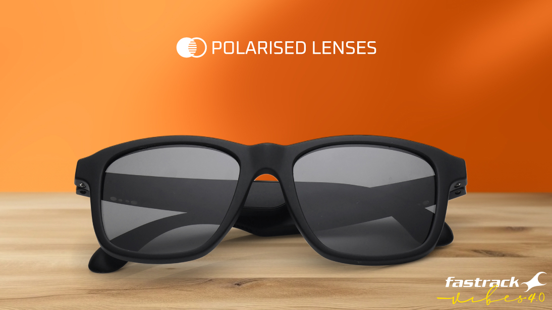Image 4 of Grey Square Polarized Smart Audio Sunglasses for Men and Women from Fastrack Available at Titan Eye+