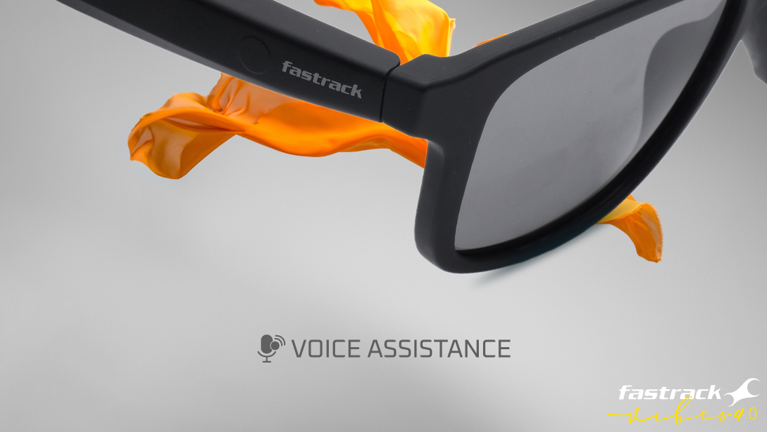 Image 3 of Grey Square Polarized Smart Audio Sunglasses for Men and Women from Fastrack Available at Titan Eye+